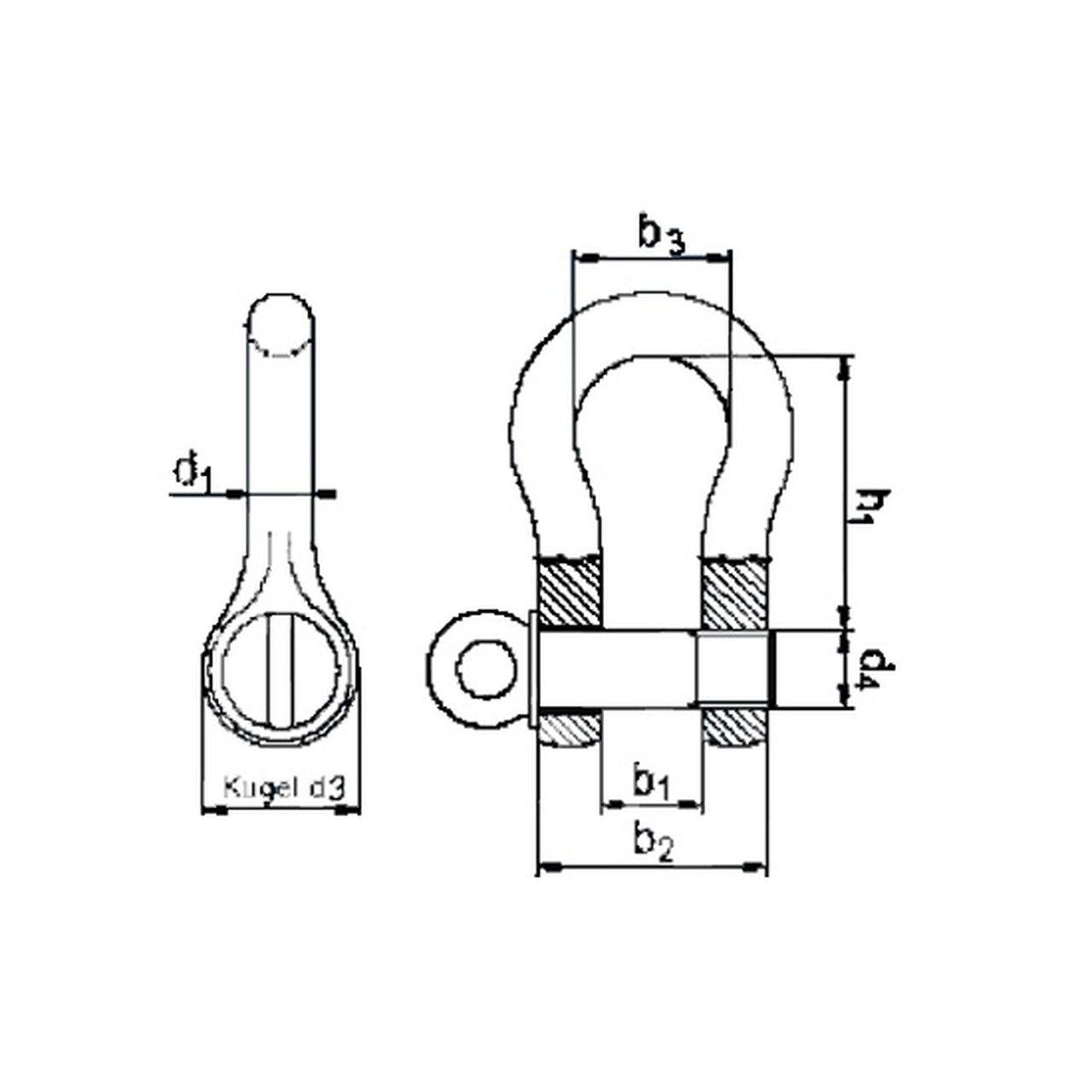 Shackle with screw bolts
