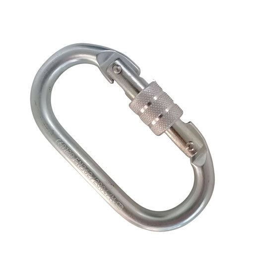Steel carabiner with screw lock