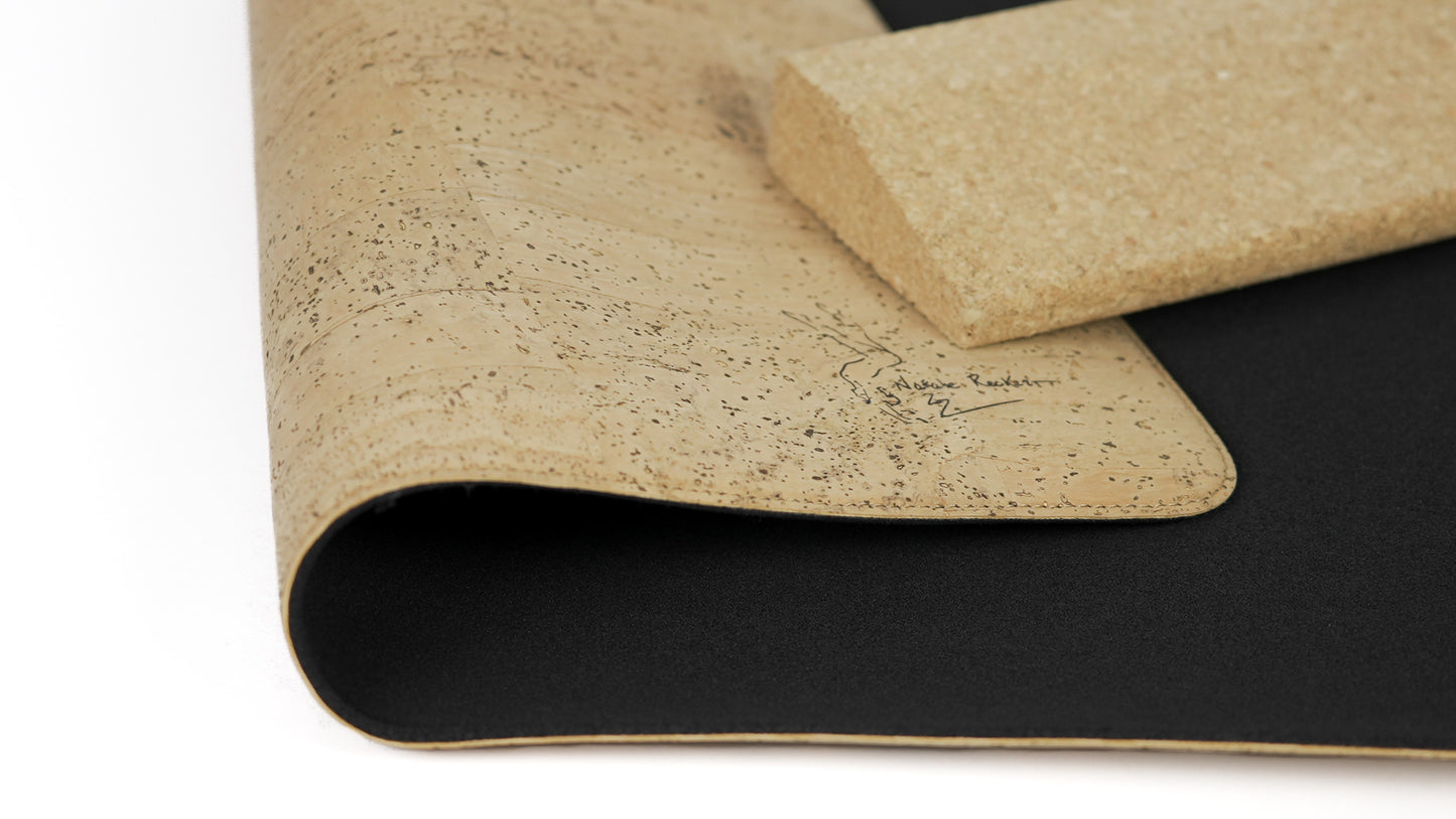 Natalie's handstand mat made of natural cork